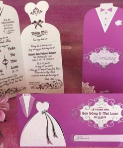 Thiệp cưới GR3001 là một thiệp cưới giá rẻ truyền thống màu tím