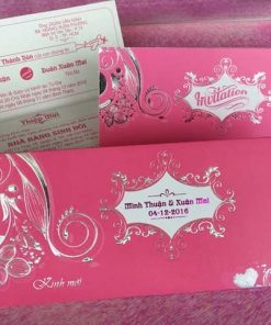 Mẫu thiệp cưới giá rẻ nhất GR3009 Màu hồng