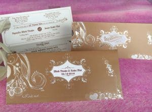 Mẫu thiệp cưới giá rẻ nhất GR3009 Màu Nâu