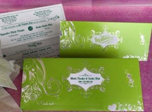 Mẫu thiệp cưới giá rẻ nhất GR3009 Xanh Lá