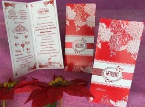 Thiệp cưới ép nhũ kim GR3010 Màu đỏ