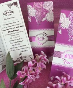 Thiệp cưới ép nhũ kim GR3010 Tím
