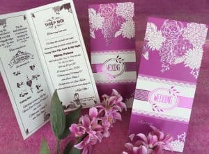 Thiệp cưới ép nhũ kim GR3010 Tím