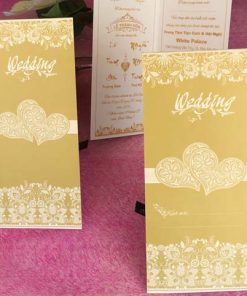 Thiệp cưới tuyệt đẹp giá tốt GR3014 màu vàng