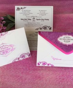 Bộ thiệp cưới in nhũ ép kim GR3017 màu tím