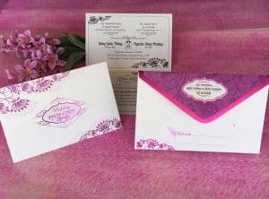 Bộ thiệp cưới in nhũ ép kim GR3017 màu tím
