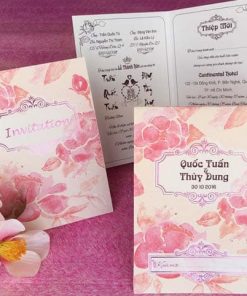 Thiệp cưới GR3018 in offset nền hồng