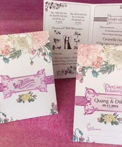 Mẫu thiệp cưới GR3020 hoa văn in offset