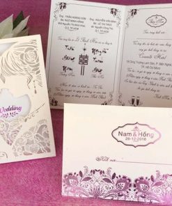 Thiệp cưới giá rẻ GR3025 màu kem