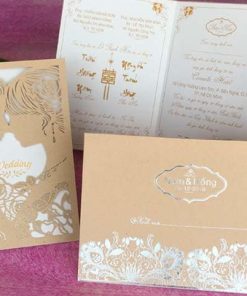 Thiệp cưới giá rẻ GR3025 màu kem đậm