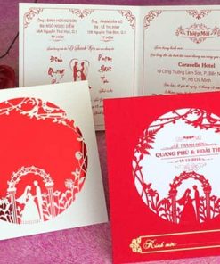 Thiệp cưới GR3026 phong cách hàn quốc giá rẻ màu đỏ nhung