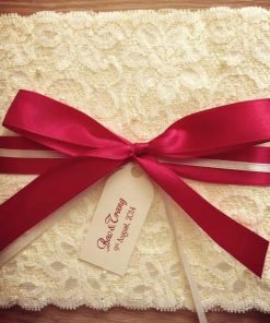 Thiệp nơ kép đỏ đô TGTD045