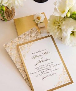 Thiệp cưới TGTD077 hoa văn mạ nhũ vàng