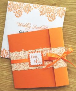 Thiệp cưới TGTD081 nổi bật nhờ màu cam sang trọng