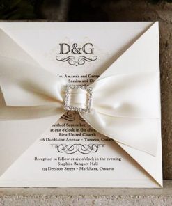 Thiệp cưới TGTD112 nơ kem bản to nữ tính