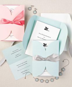 Thiệp cưới đẹp TGTD135 chiếc nơ thắt sang trọng đáng yêu