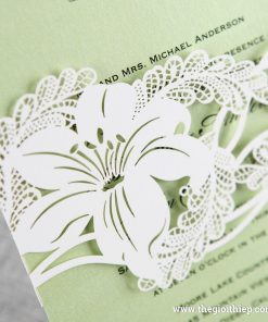 Thiệp cưới BH3546 hoa lá cắt laser