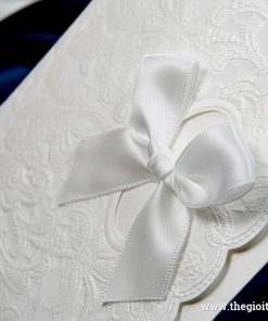 Thiệp cưới nơ trắng B0034