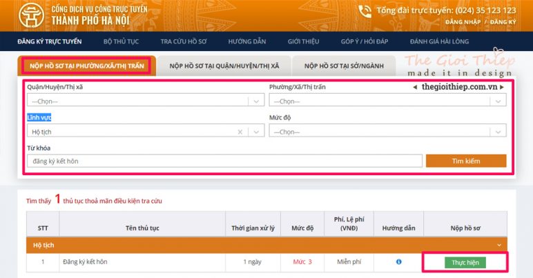 Bước 2 hướng dẫn đăng ký kết hôn online