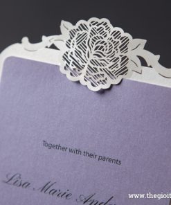 Thiệp cưới BS12001 hoa văn cắt laser độc đáo