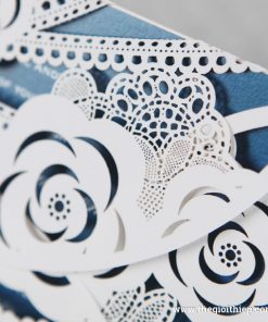 Thiệp cưới PK842_WH hoa được cắt laser đẳng cấp