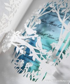 Thiệp cưới đẹp PK863 cắt laser khu rừng nghệ thuật