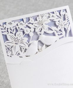 Thiệp cưới IWP14001 khắc laser và dập nổi ấn tượng