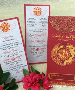 Thiệp cưới TGTGR1902 in offset long phụng rực rỡ