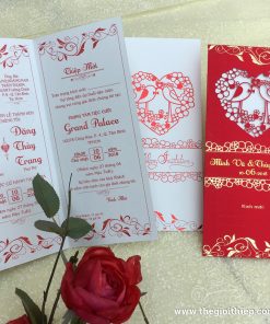 Thiệp cưới rẻ đẹp TGTGR1912 màu đỏ nhung