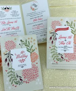 Thiệp cưới TGTGR1914 trẻ trung cùng hoa lá hiện đại