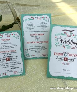 Thiệp cưới TGTGR1921 viền xanh pastel thời thượng
