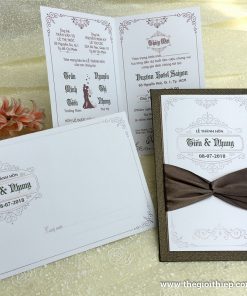 Mẫu thiệp cưới giá rẻ quyến rũ TGTGR1928 màu vàng đồng