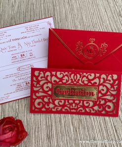 Thiệp cưới TGTGR2009 màu đỏ nhung