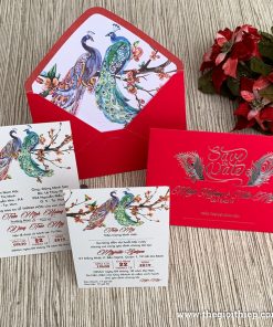 Thiệp cưới TGTGR2013 đôi công đỏ nhung ấn tượng