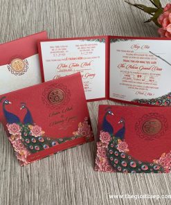 Thiệp cưới TGTGR2030 chim công in offset